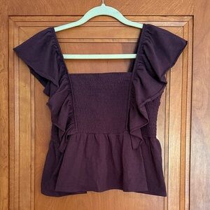 AE Sunchaser Flutter Sleeve Babydoll Top sz L